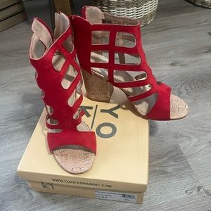Red caged sandals size 8.5 in great condition